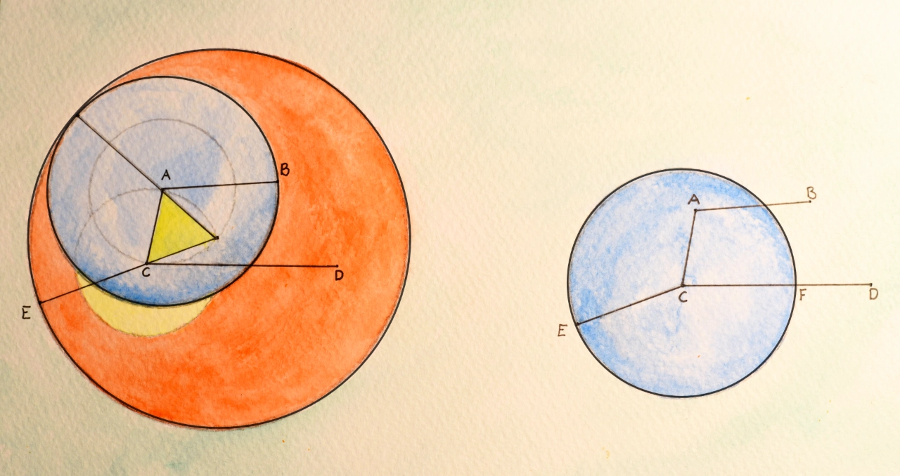 Euclid's Elements, Book I, Proposition 3 Watercolour Illustration