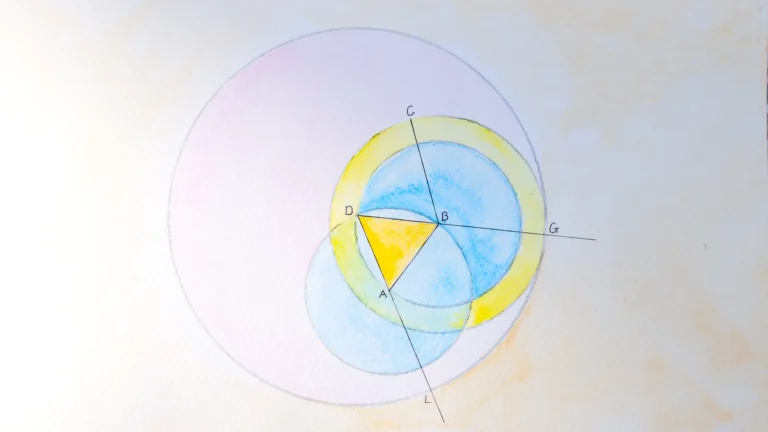 Euclid's Elements, book I Proposition 2, water colour illustration